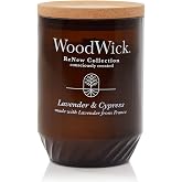 WoodWick Lavender &amp; Cypress Scented Candle, Renew Collection, 13oz | Up to 75 Hour Burn Time, Home D&eacute;cor &amp; Gift Choice, Wooden Wick Crackles as it Burns, Made with Recycled Materials