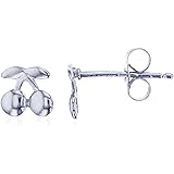 DECADENCESolid 925 Sterling Silver Polished Cherry Stud Earrings for Women | 6.5mm Gold Plated Hypoallergenic Studs