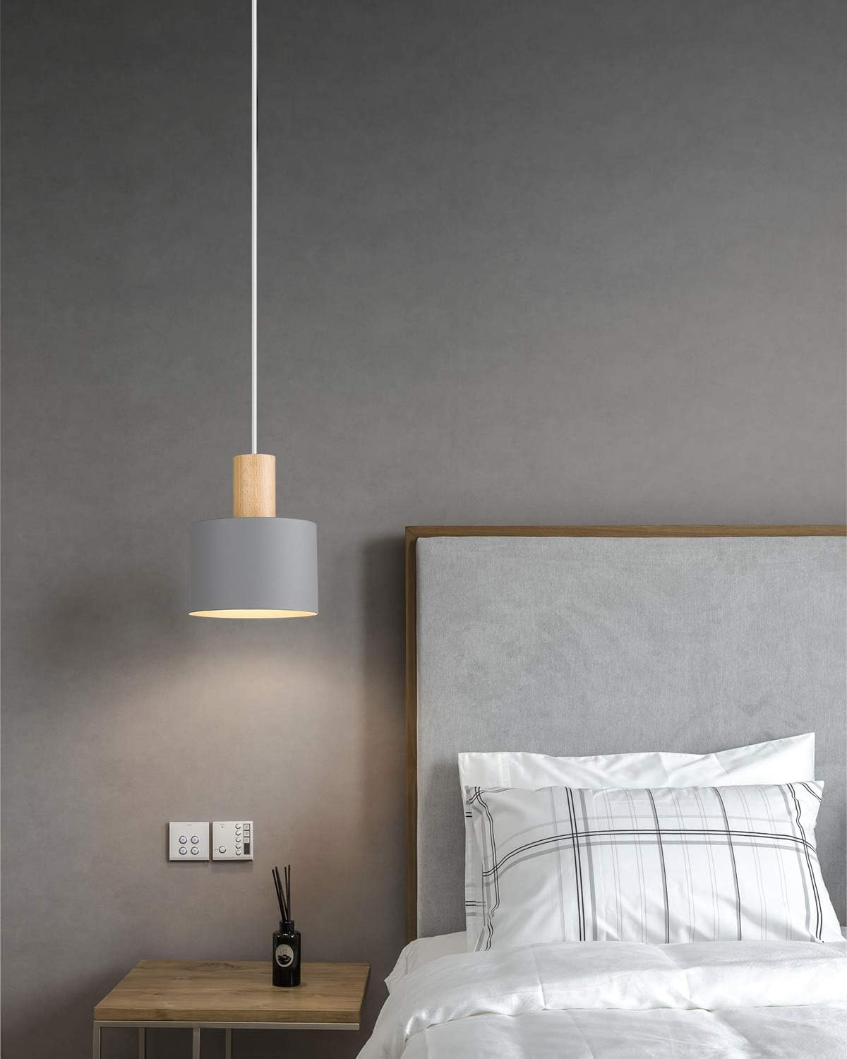 Modern Pendant Light Fixture, Imego Metal Ceiling Hanging Lamp, Pendant Lighting for Kitchen Dining Room Living Room Bedroom - Grey - - 