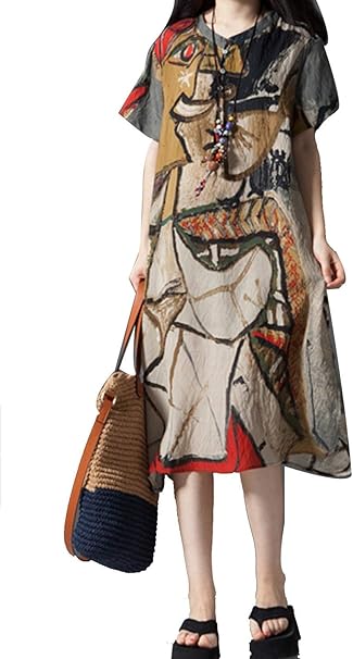 Vestido De Playa Mujer Verano Casual Algodón Y Lino Vestidos Florales