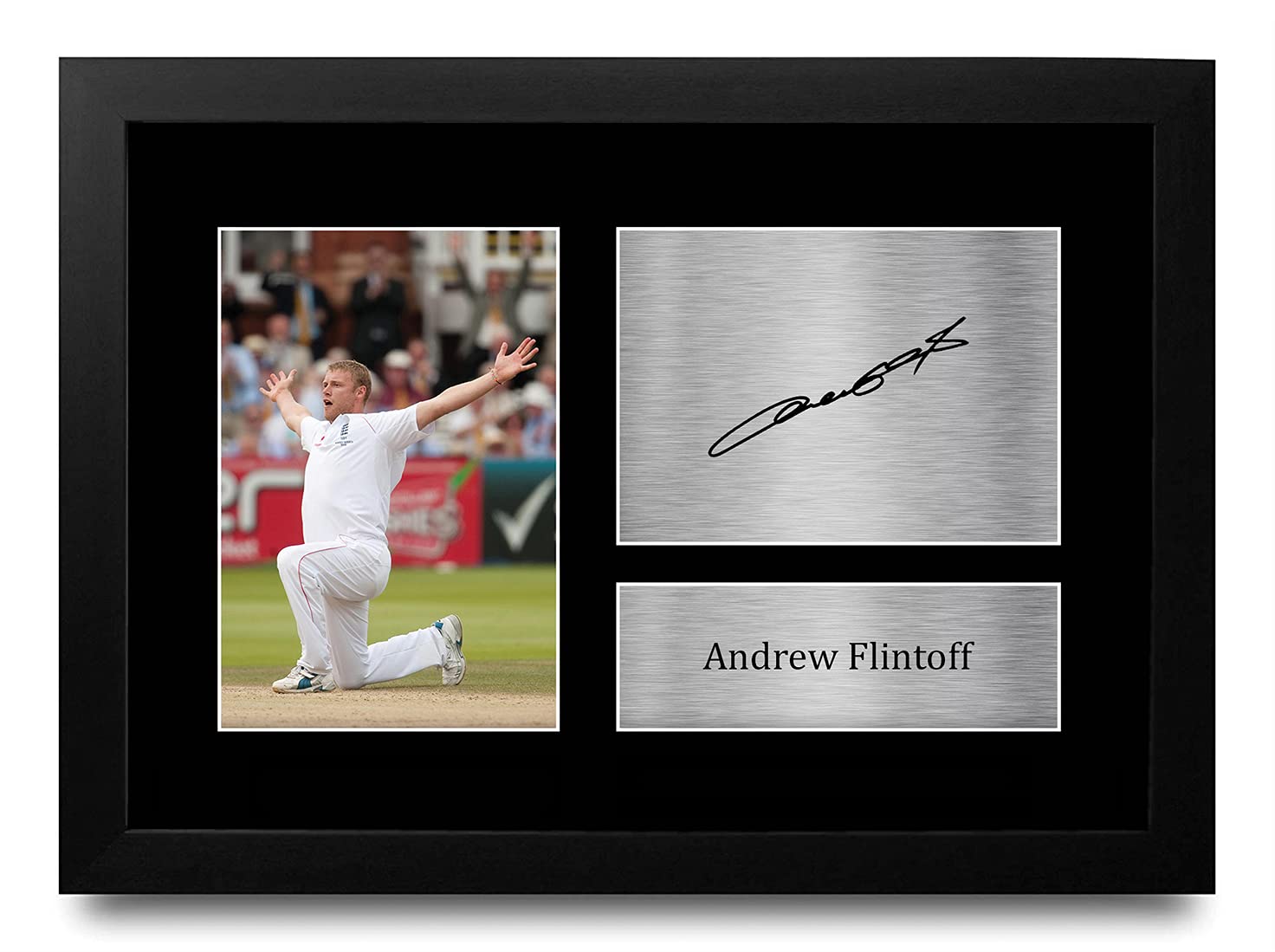 HWC Trading FR A4 Andrew Freddie Flintoff England Cricket Team Gifts Printed Signed Autograph Picture for Cricketer Memorabilia Fans - A4 Framed