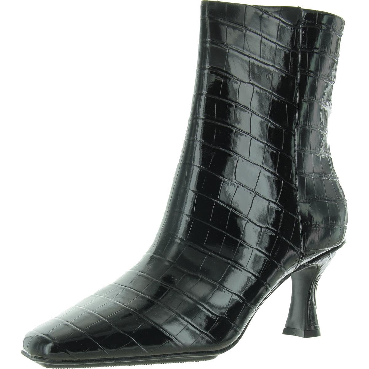 Anne Klein Women’s Pablo Ankle Boot, Black Croc, 9.5