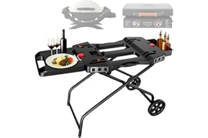 QULIMETAL Outdoor Grill Stand for Weber Q1200, Q1000, Q2200, Q2400, Portable Grill Cart for Blackstone 17"& 22" Table Top Griddles, for Weber Grill,Griddle Stand for Blackstone,for Travel and Camping