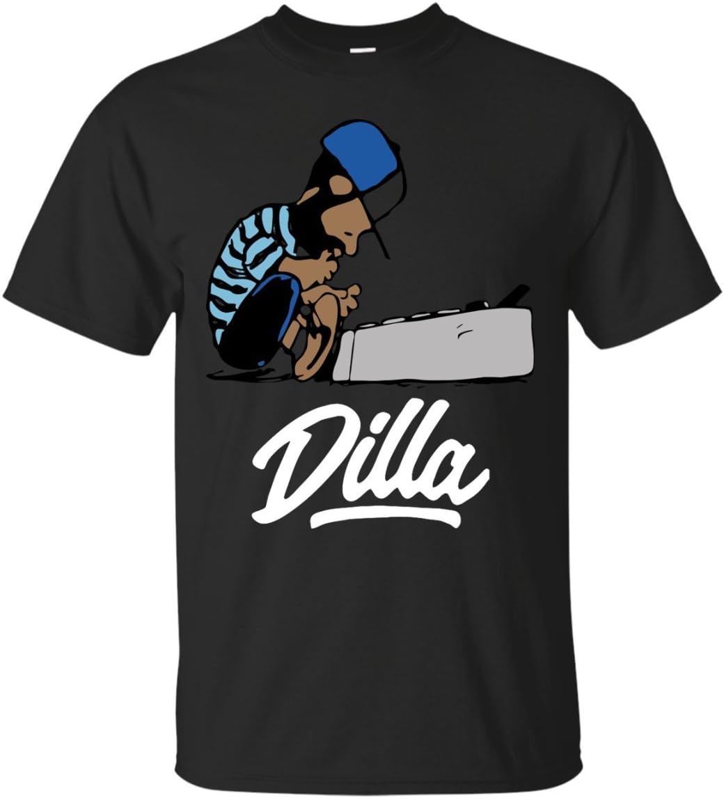 Cleshion Mens Cartoon Black Cotton J Dilla T-Shirt