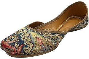 Women's Fulkari Punjabi Jutti Ethnic Flat Bridal Shoes Traditional Handmade Indian Moajri Jooti