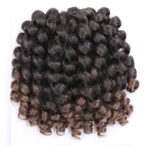 Jamaican Bounce Crochet Hair Jumpy Wand Curl Crochet Braids 8inch 3packs Curly Crochet Braiding Hair Pre Looped Synthetic Hair Extensions(#T30 8inch)