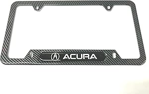 Mesport Carbon Fiber Style Stainless Steel Rust Free License Plate Cover Frames Holder with Screw Caps for Acura (1 Carbon Fiber)