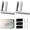 Gyykzz 2 Pack Railing Wall to Glass Clamp, F Shape Stainless Steel T304 Bracket for Indoor & Outdoor, Brushed Finish Railing Glass Clip Holder for Fence, Balustrade, Balcony Deck
