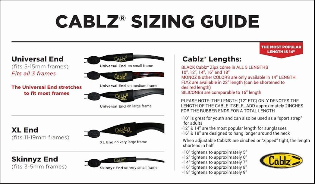 Cablz Monoz Zipz Classic Stainless Steel Cable, Blue, 14": Clothing