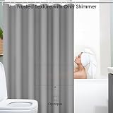 Vinabo Grey Shower Curtain 180x200 cm with 12 Hooks PEVA Fabric view 6