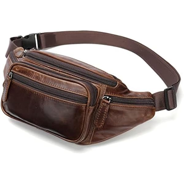 Leather Waist Bag Fanny Pack For Men Women Travel Hunting Hiking Climbing Multifunction Hip Bum Belt Slim Mobile Phone Wallet Wallet Vintage Pouch, #11brown