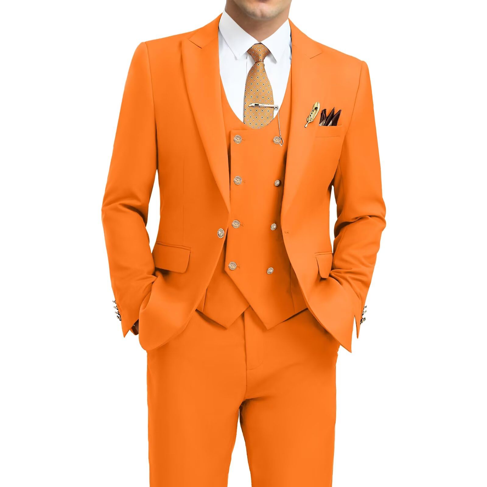 Aowdoy Men's Suits 3 Piece Slim Fit Tuxedo Suit One