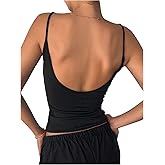 SHENHE Women's Spaghetti Strap Camisole Crop Tops Open Back Slim Fit Tank Top