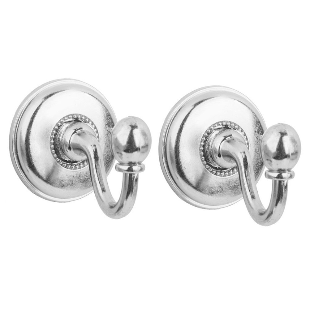 2Pcs Vintage Alloy Pommel Curtain Holdbacks Tieback Hooks Door Wall Hat Coat Hangers (Silver)