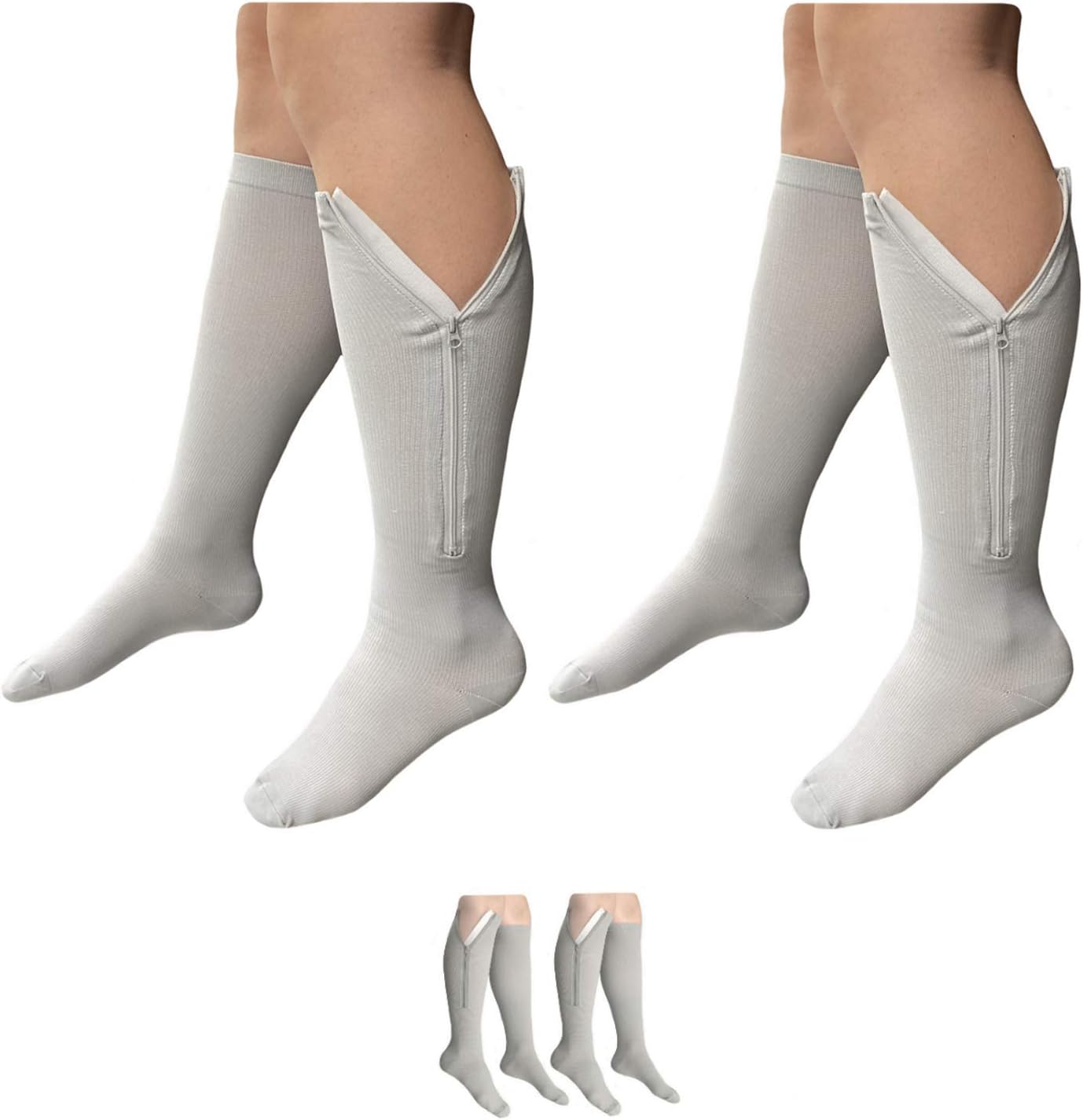 2 Pairs Beige, L/XL HealthyNees 2 Set Open Toe 2030 mmHg Compression