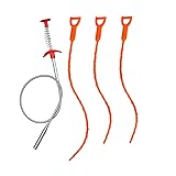 4PCS Drain Augers Hair Drain Clog Remover, Bendable
