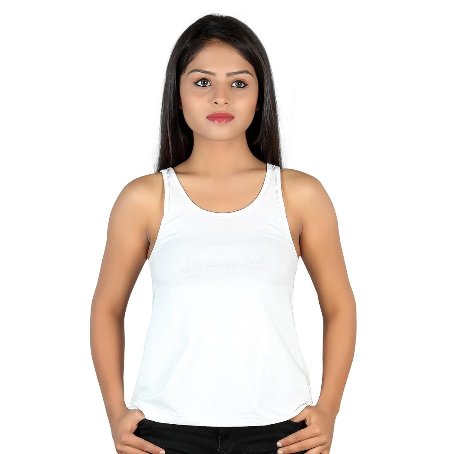 letizia women's cotton a-line tank top pack of 2 (white & black)