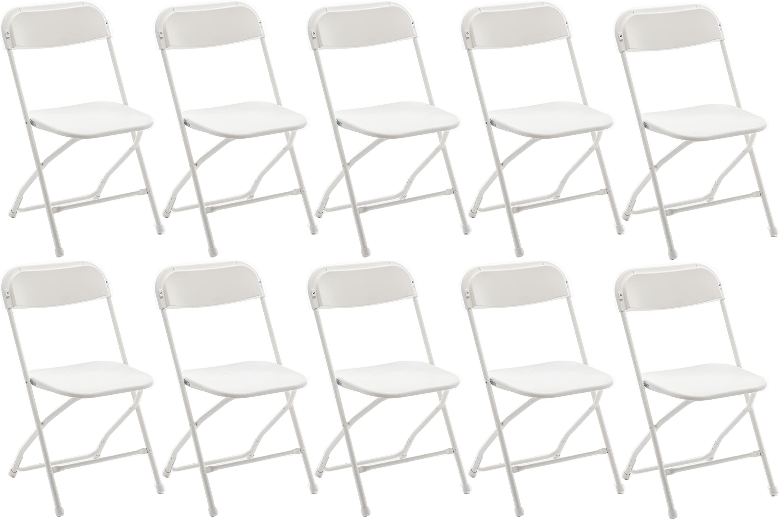 Photo 1 of BTEXPERT Set of 10, White Plastic Folding Chairs Steel Frame Commercial 650LB High Weight Capacity Event Chair Lightweight for Office Wedding Party Picnic Kitchen Dining Church School - 10