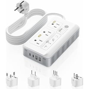 Mapambo 2000W Voltage Converter US to Europe, 7 in 1 Voltage Converter | for European Travel for Hair Dryer, Kettles, Coffee