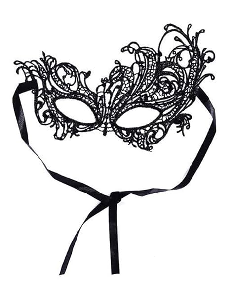 EROSPA® Venezianische Maske Asymmetrisch Spitze Phoenix - Maskenball Fasching Karneval Party - schwarz