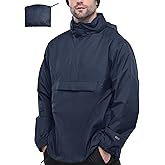 33,000ft Men's Pullover Rain Jacket Waterproof with Hood Lightweight Packable Raincoat Windbreaker for Golf Travel