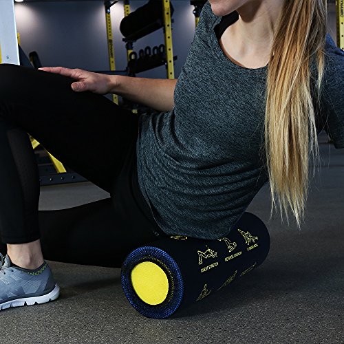 CASL Brands High Density Foam Roller with 9 Printed Instructional Exercises for Deep Tissue Muscle Massage, 18 Inch - Perfect for Physical Therapy or Workouts