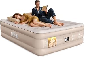 Airefina Queen Air Mattress with Built in Pump, Upgraded 18 Raised Inflatable Mattress with Luxury Carry Bag 3 Mins Quick Inflation, Blow Up Air Bed Stable Honeycomb Coil for Guest Home Temporary Use