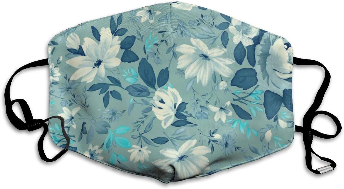 MATILDA RICHARDS Face Mask Dust Mask Pattern Design White Flower Anti Pollution Unisex Fashion Mouth Mask,Washed Reusable Face Mask,Can Be Repeatedly Used
