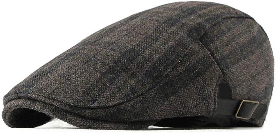 ZLSLZ Mens Adjustable Plaid Ivy Newsboy Cabbie Gatsby Golf Beret Flat Hat Cap