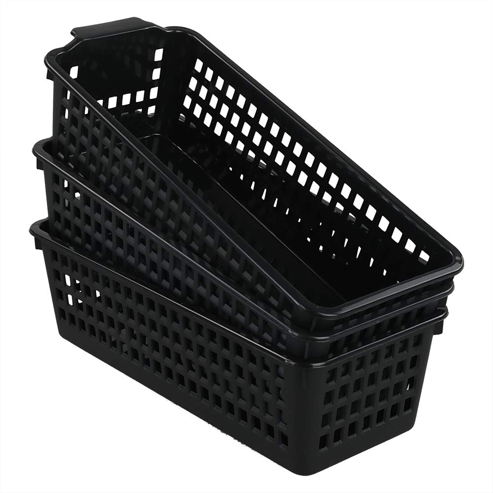 Yarebest 3-pack Small Plastic Handy Basket for Storage (Black)