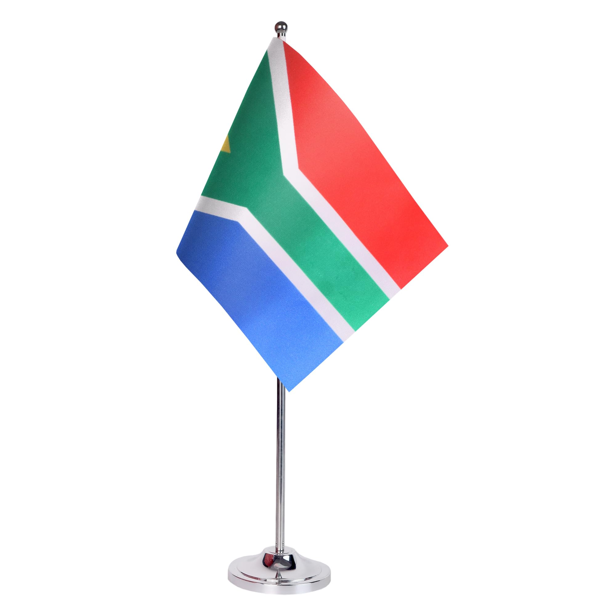 AZ FLAG South Africa Prestige Table Flag 6'' x 9'' - South African Office Decoration 100% Satin 22 x 15 cm - Desk Flag with Steel Pole and Base