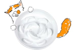 FULLCHARM Unbreakable Slow Feeder Bowl - Melamine Puzzle Cat Bowl for Healthy Eating - Cat Feeder for Wet & Dry Food- Dishwasher Safe & Non Slip Design - 6.3''W x 1.2''H - 7 oz - White