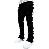 FantasyGears Mens Stacked Ripped Jeans Y2k Distressed Denim Pants Skinny Slim Fit Stretch Biker Jeans