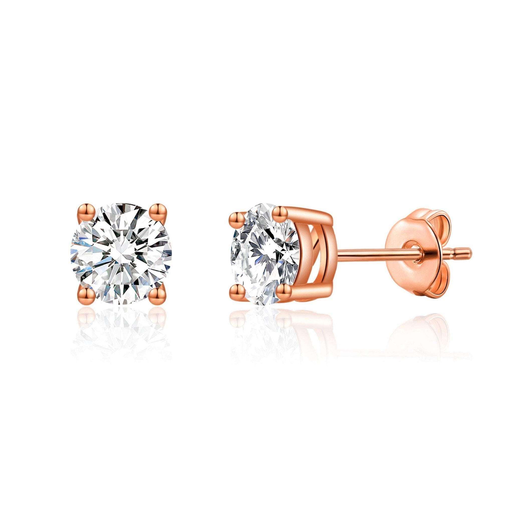 Philip Jones Rose Gold Plated Solitaire Crystal Stud Earrings Created with Zircondia® Crystals