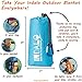 Indalo Premium Compact Blanket For Beach, Picnics, Camping, Hiking & More. 79x56 Inch, Lightweight & Waterproof With Stakes & Emergency Rain Hood (Blue/Gray)