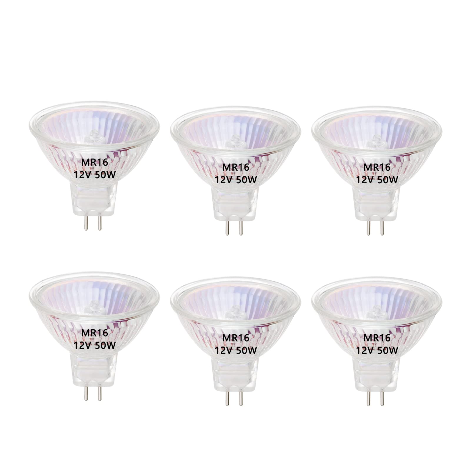 AHEVO MR16 Halogen Light Bulbs, 50W 12V, GU5.3 Bi-Pin Base MR16 Halogen Spotlight Bulbs, 2800K Warm White,‎ Dimmable, Pack of 6