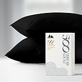 Mayfair Linen 100% Cotton Pillowcases Standard/Queen Size Set of 2-500 Thread Count Cotton Pillowcases, Ultra Soft Cool Sateen Weave Pillow Cases for Sleeping, Set of 2 Pillow Covers (Black)