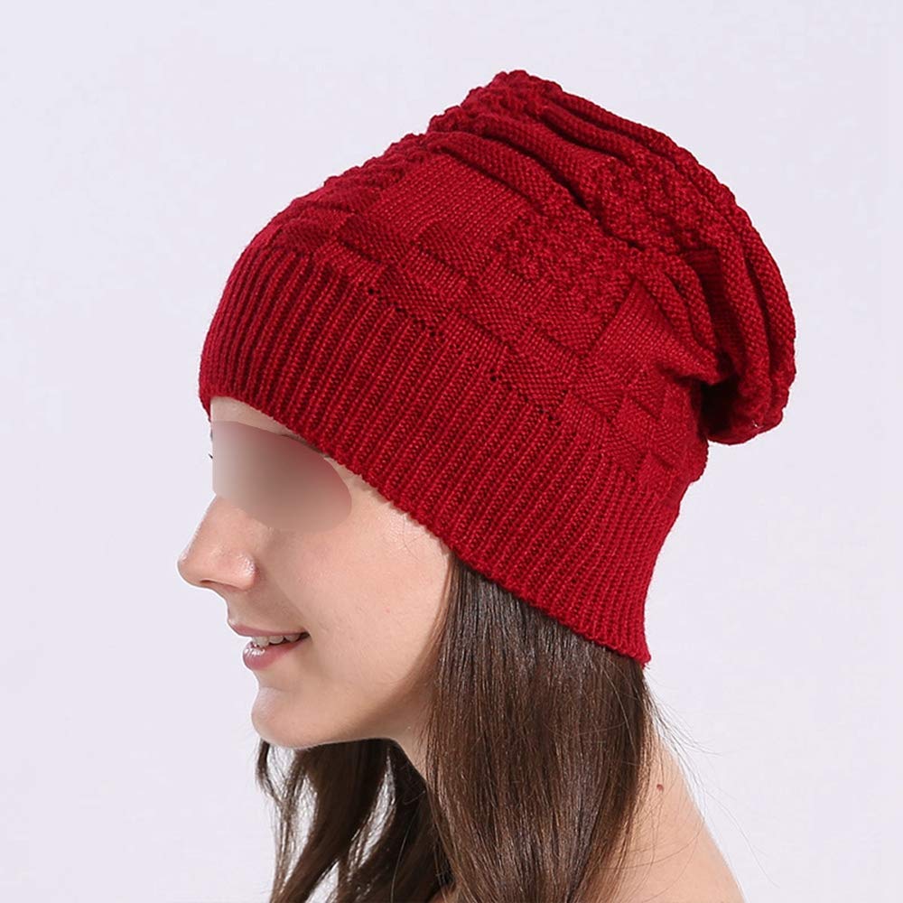 MJYoung Warm Winter Hat Knitted Cotton Skull Cap Beanies Women Casual