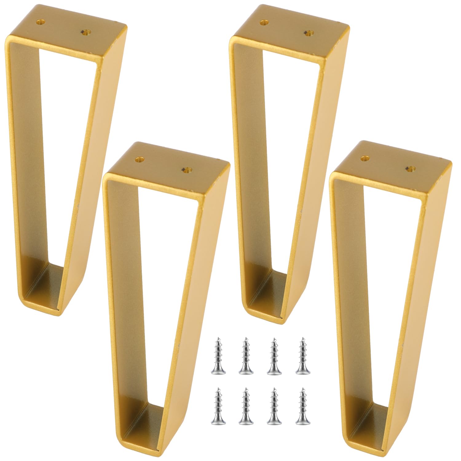 Photo 1 of Osring 12 Inch Trapezoid Furniture Legs 4pcs, Solid Steel Furniture Hairpin Leg for Side Table, TV Stand and Cabinet, Gold