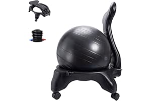Yoga Ball Chair Stability Ball Chair with Back Support, Desk Sitting Balls with Wheels & Air Pump, Ergonomic Balance Yoga Bal