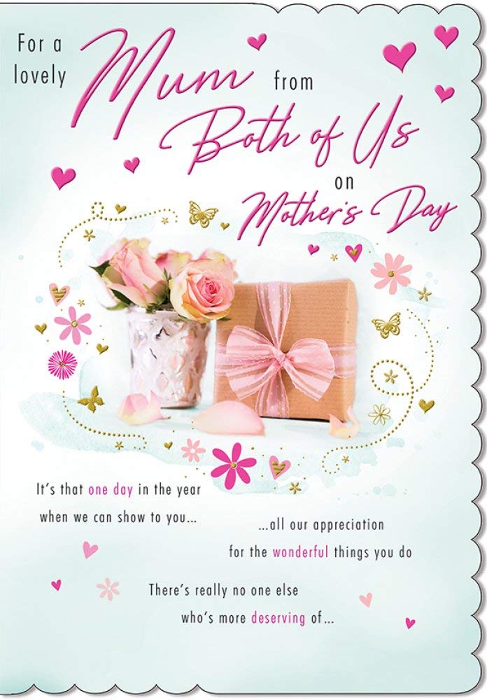 Piccadilly Greetings Mother's Day Card Mum from Both of US - 9 x 6 inches