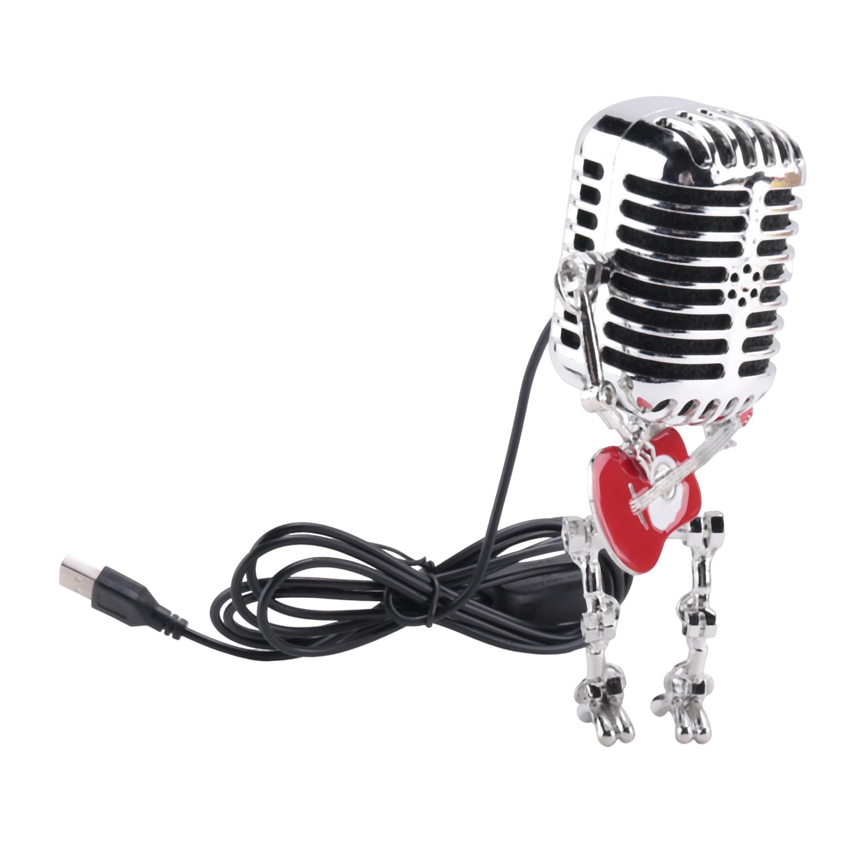 BGFAVCV Retro Style Vintage Microphone Robot Desk Lamp, Vintage Microphone Robot Touch Dimmer Lamp Table Lamp Easy Install Red
