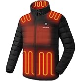 Venustas Men's Lightweight Heated Jacket with Battery, 6-Zone Electric Puffer Winter Coat for Outdoor Camping Hiking
