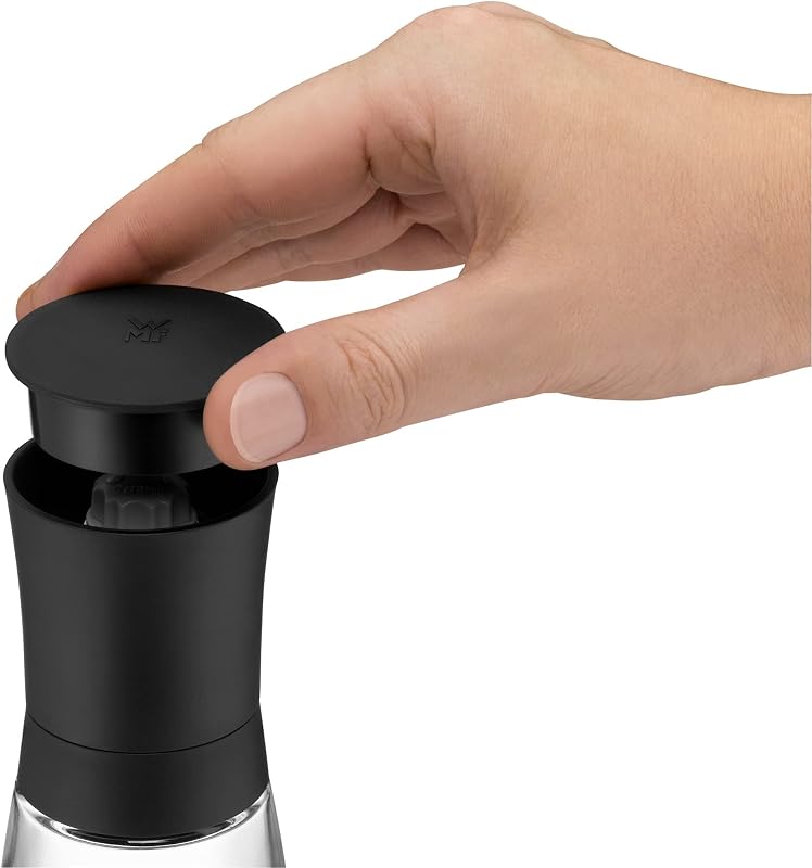 Trend - Molinillo Cerámio de Especias 14cm, Apto para lavavajillas, Cristal, Tapa Color Negro