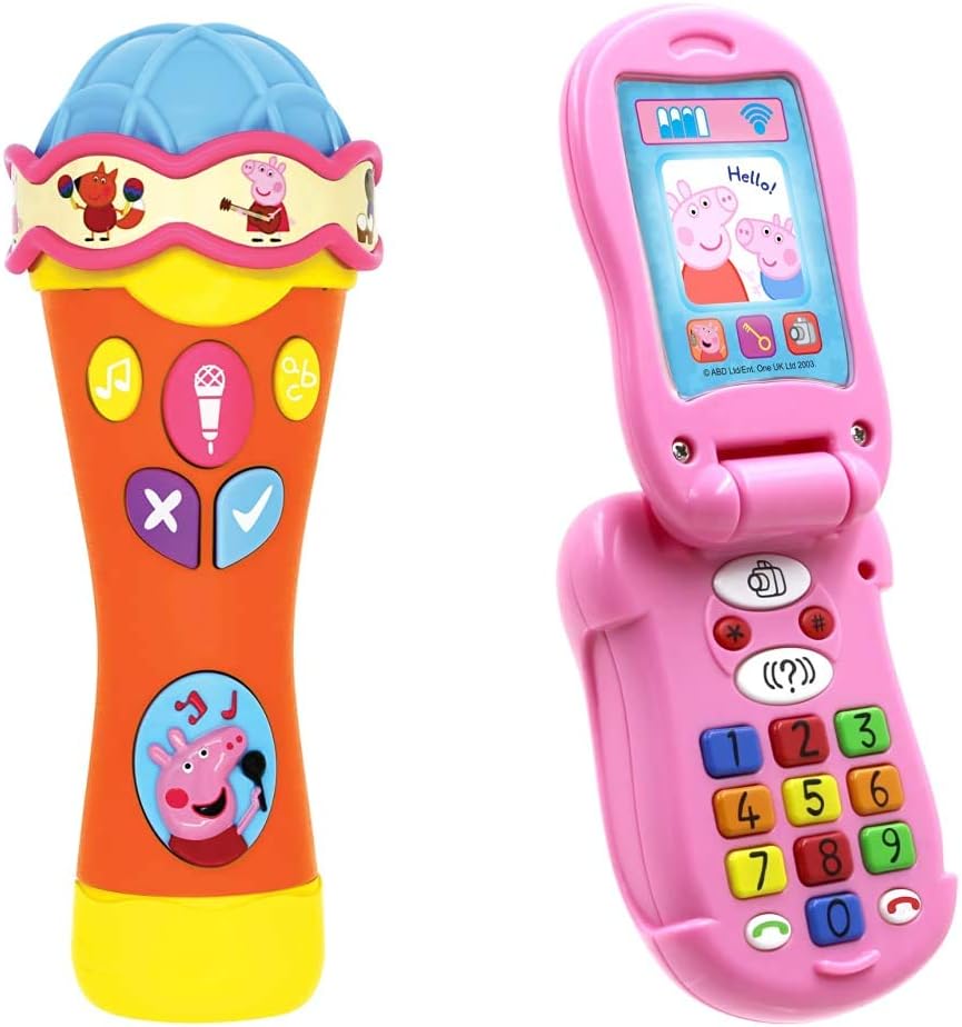 Peppa Pig none PP07 Singalong & Learn Microphone, Multi & PP06 Flip and Learn Phone Electronic Toy