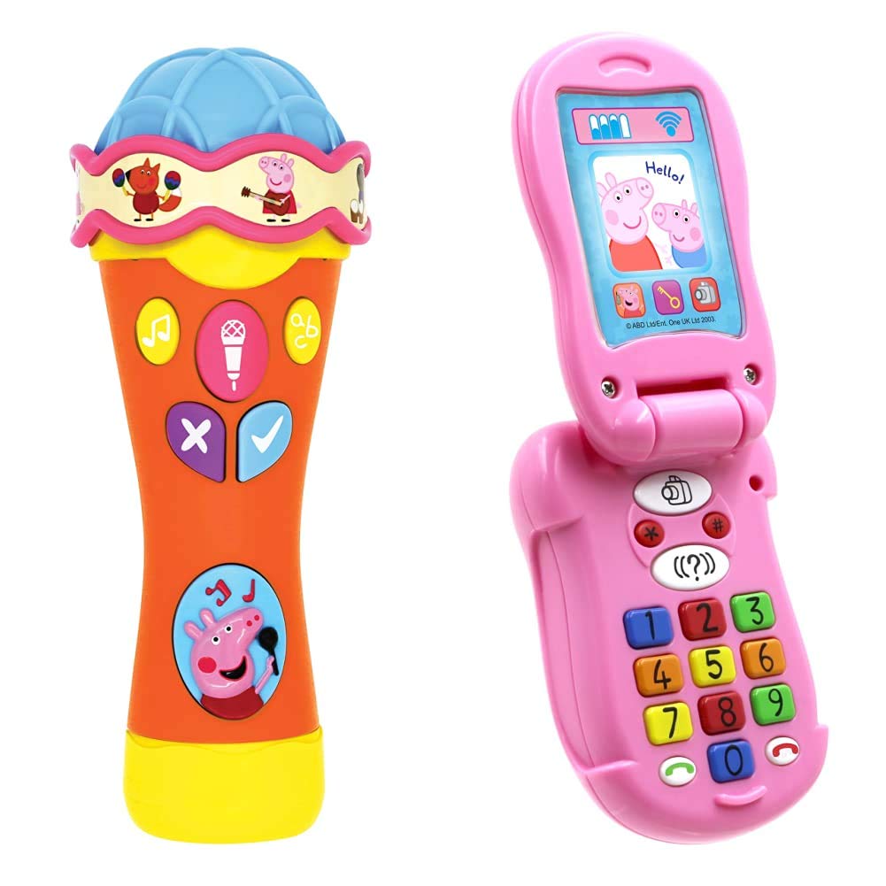 Peppa Pig none PP07 Singalong & Learn Microphone, Multi & PP06 Flip and Learn Phone Electronic Toy