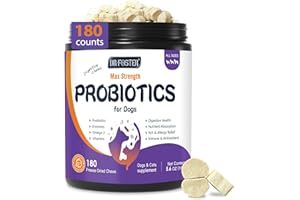 DRFOSTER Probiotics for Dogs, Freeze-Dried Dog Probiotics and Digestive Enzymes, Plus Omega-3 for Itchy Skin, Prebiotics for Digestive Health, Dog Vitamins and Supplements for Immune Health, 180 Bites