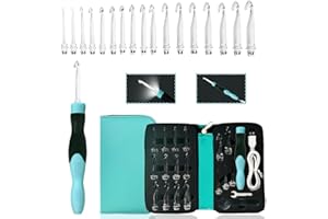 Yarniss Lighted Crochet Hooks Set 2.5mm~14.0mm, 17 Sizes Light Up Crochet Hooks with Case