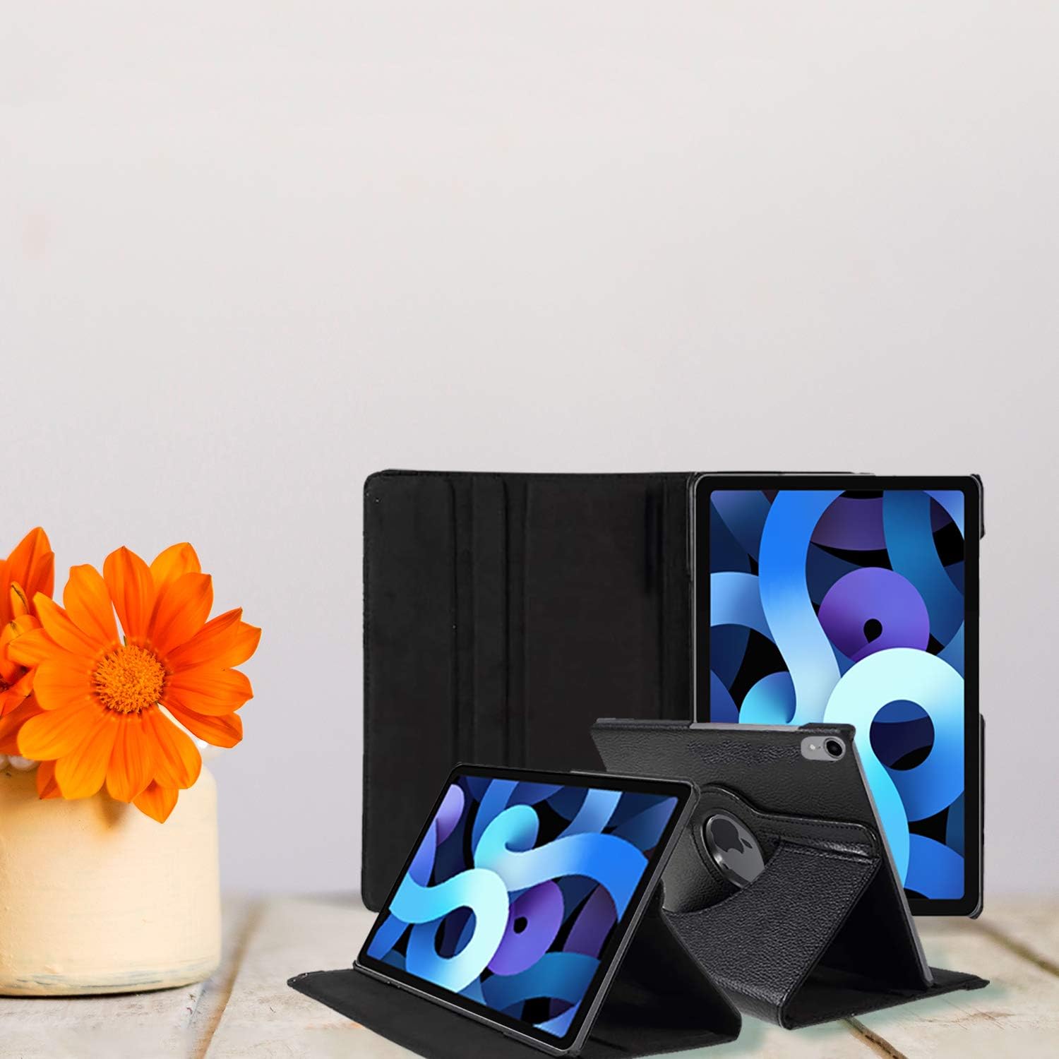 For iPad Air 11 (M4 2026/M3 2025/M2 2024) Case/iPad Air 10.9 4th 2020/5th 2022 Generation 360 Rotating Stand Multi-Angle Viewing Auto Wake/sleep Smart Folio Kids Friendly Protective Cover (BLACK) - Image 4