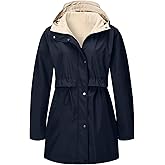 Xukiki Women Reversible Trench Coat Lightweight Jacket Long Hooded Overcoat Windbreaker Outdoor Raincoat